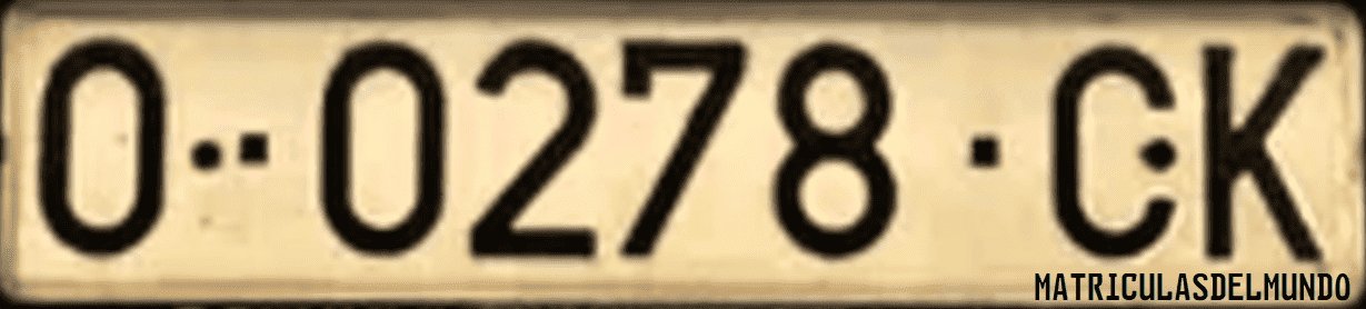 Matrícula de coche de España provincial antigua terminada en CK de Oviedo Imagen matrícula ejemplol coche asturias ck 0278